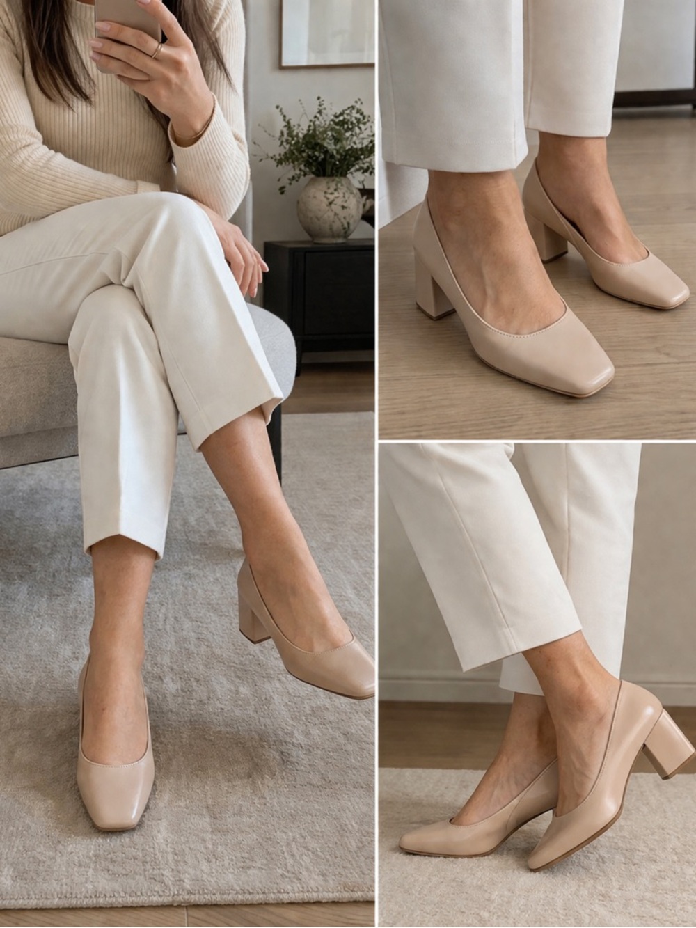 Naturalizer Warner Nude Square Toe Block Heel Pumps 8.5 - Picture 3 of 11